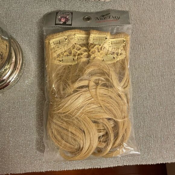 14” straight wavy clip wig blonde hair extensions for women - Picture 10 of 11